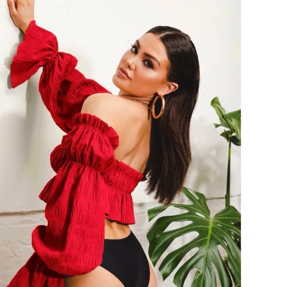 Elegant Red Off-Shoulder Women's Top